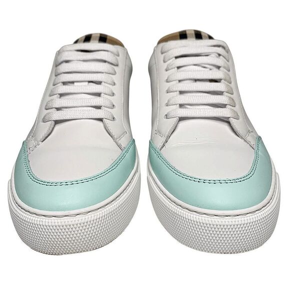 Burberry Low Top Nova Check Selma Lace Up Sneakers EU 37 Optic White Cool Mint - Picture 4 of 11